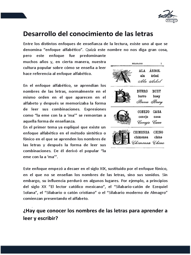 1 4 Desarrollo Del Conocimiento De Las Letras Pdf Aprendizaje Sonido