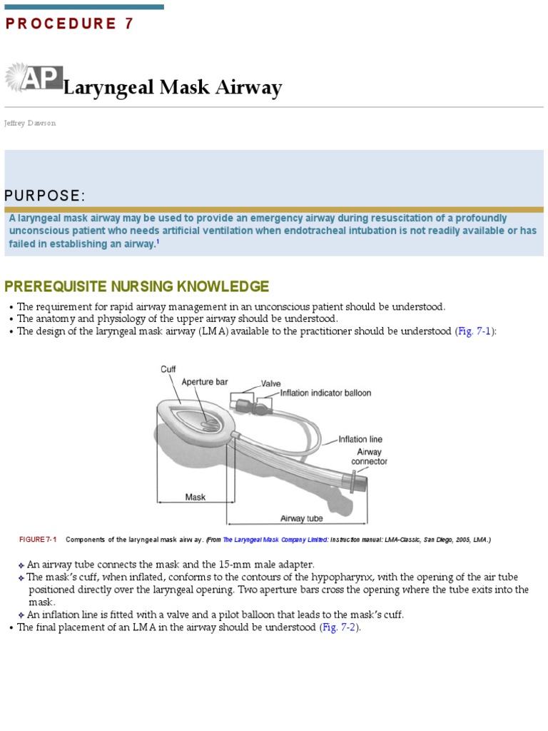Laryngeal Mask Airway PDF Medical Emergencies Diseases And Disorders