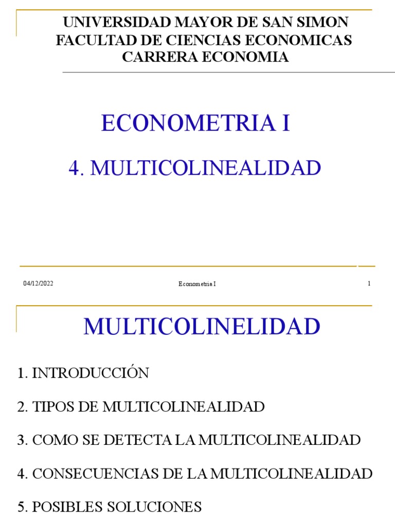 6 Multicolinealidad | PDF | Econometría | Multicolinealidad