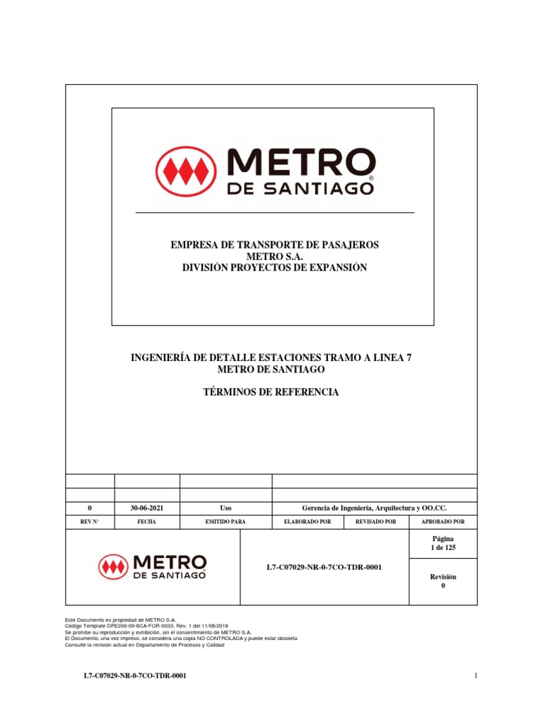 Empresa de Transporte de Pasajeros Metro S.A. División Proyectos de ...