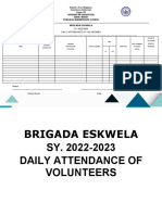 Brigada Eskwela Form 4 Daily Attendance of Volunteer
