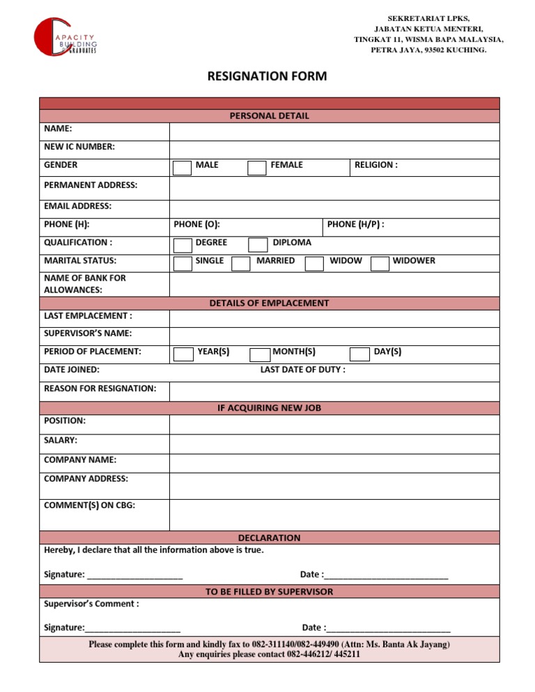Resignation Form Template | PDF