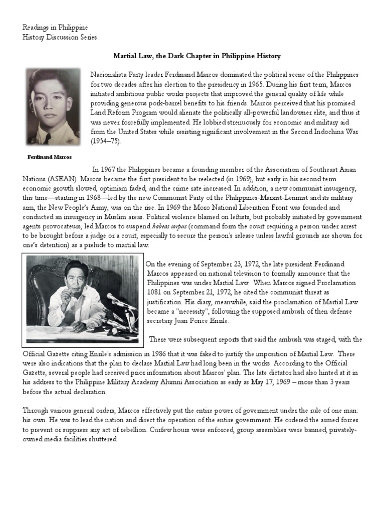Martial Law Marcos' Dark Era PDF Philippines