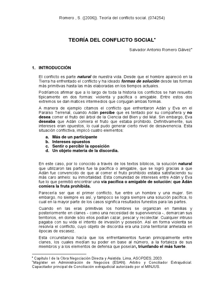 Teoría del Conflicto Social: Análisis y Tipos | PDF | Conflicto ...