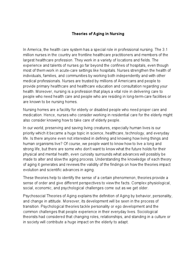 Theories Of Aging Nursing