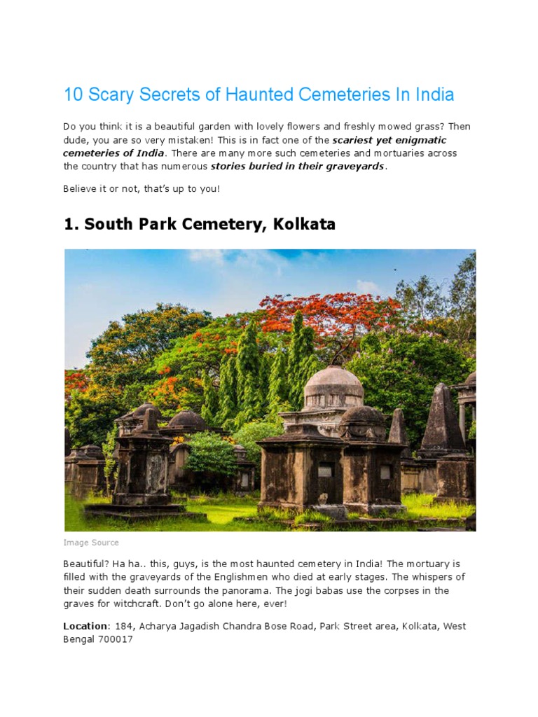 10 Scary Secrets of Haunted Cemeteries in India PDF Cemetery
