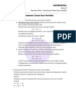 Revision Note Matematika Kelas 8 Persamaan Linear Dua Variabel