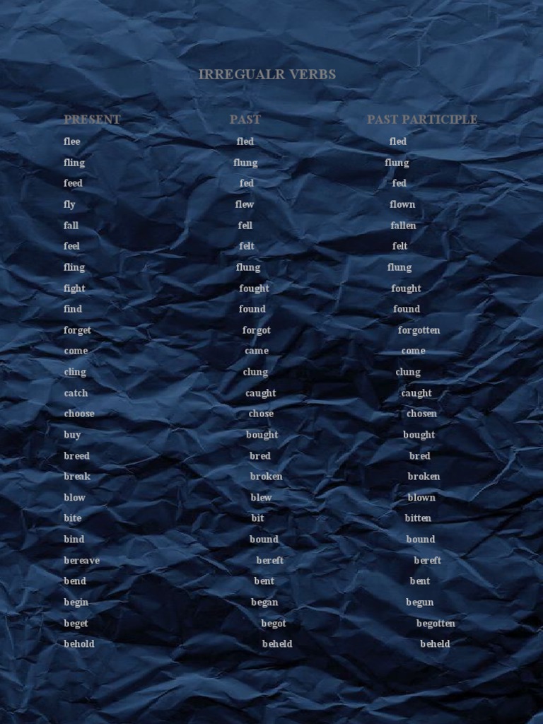 30 Irregular Verbs and 20 Regular Verbs | PDF