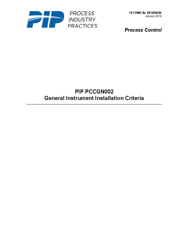 PIP PCCGN002-2016 General Instrument Installation Criteria | PDF | Pipe ...