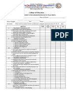 2022 Rating Sheet For Demo Teaching