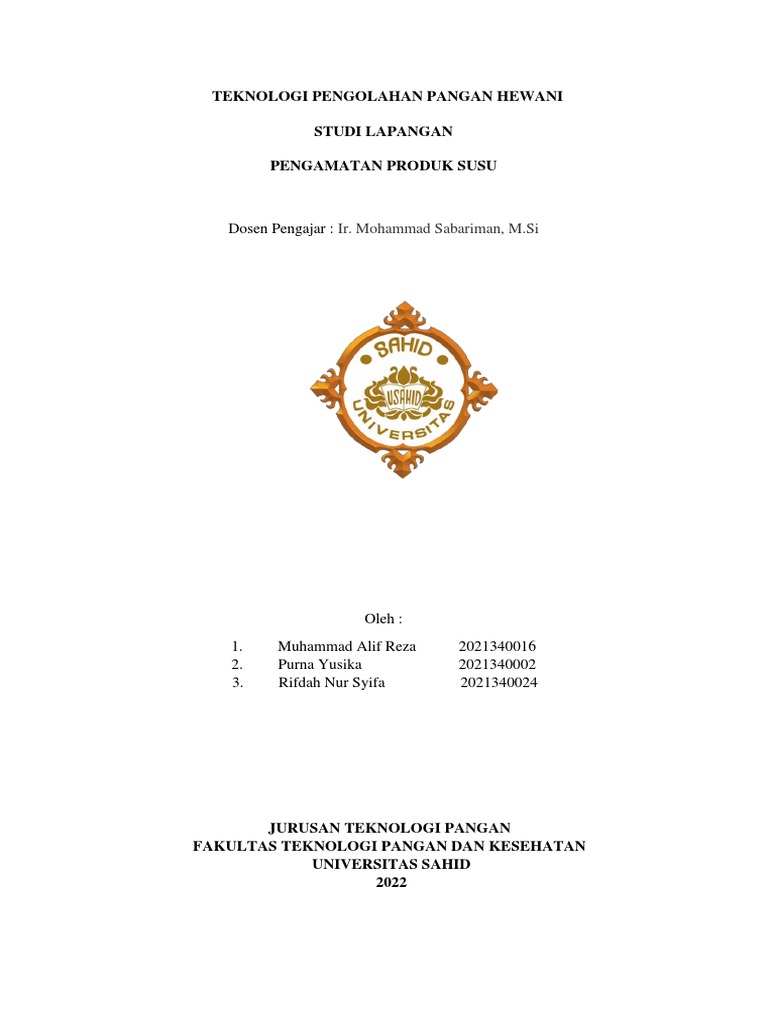Teknologi Pengolahan Pangan Hewani Susu | PDF | Kesehatan Holistik