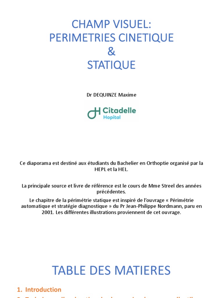 Périmétrie Techniques et Applications PDF Cortex visuel Cortex — free download