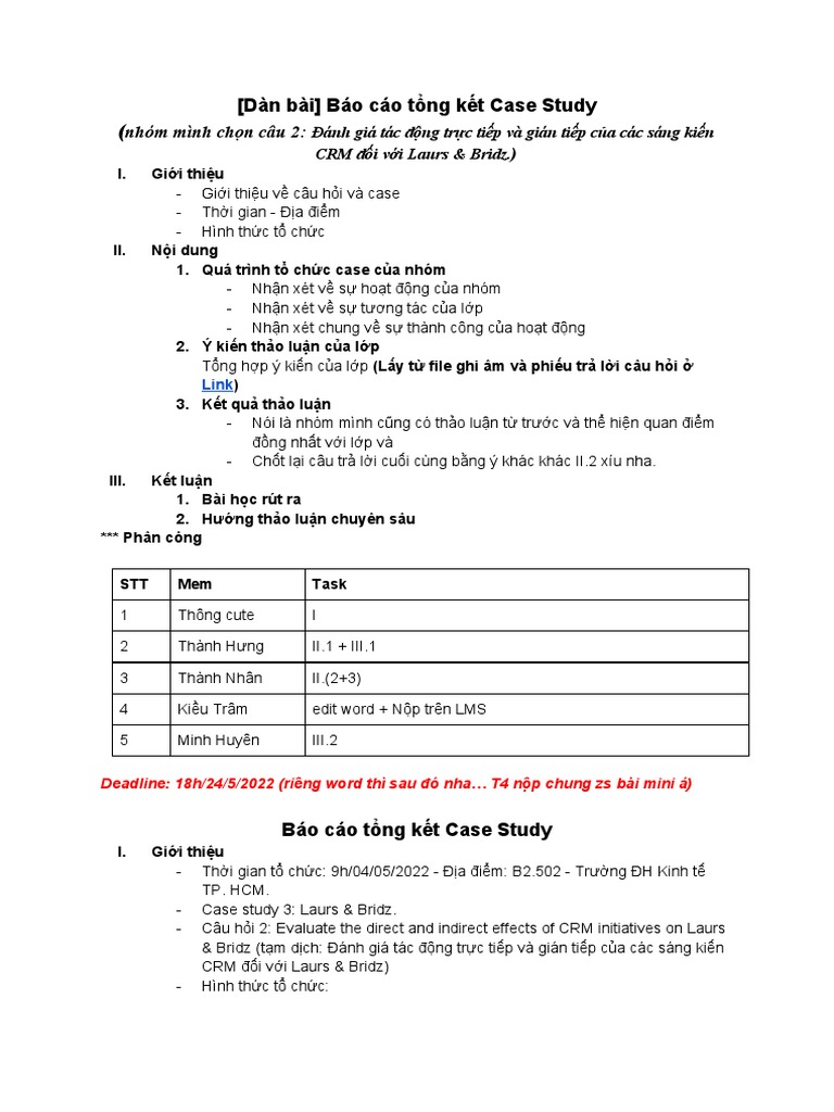 Crm Báo Cáo Case Study Pdf