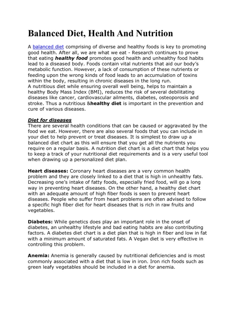 Importance of a Balanced Diet | PDF | Healthy Diet | Nutrition