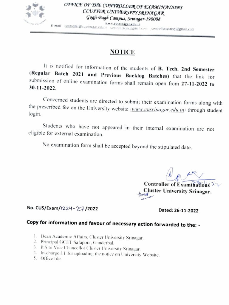 B Tech 2nd Exam Form Pdf Academia