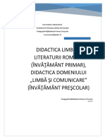 Suport de Curs Didactica Limbii Și Literaturii Române