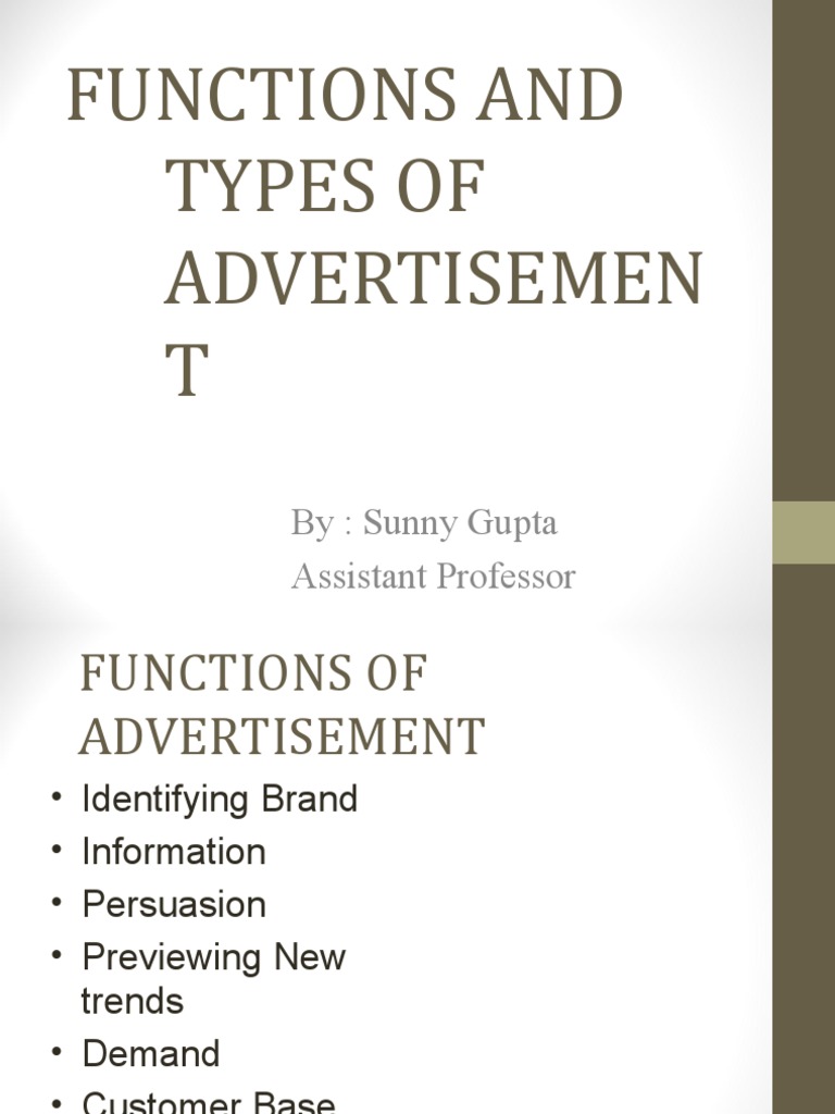 Functions and Types of Advertisement | PDF | Advertising | Mass Media