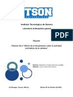 Práctica No.5 "Efecto de La Temperatura Sobre La Actividad Enzimática de La Catalasa"