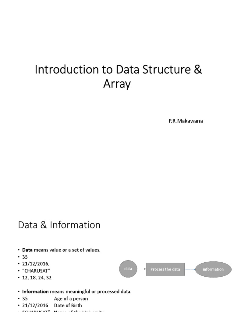 Introduction and Array | PDF | Array Data Structure | Algorithms