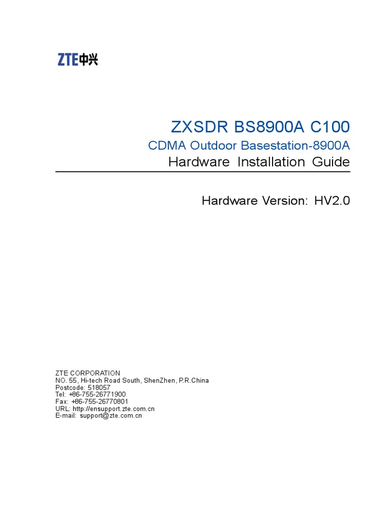 SJ20100511105923001ZXSDR BS8900A C100 (HV2.0) Hardware Installation