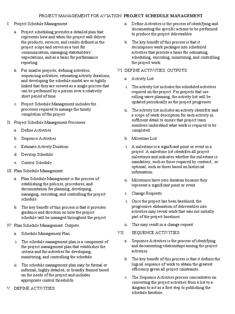 Aviation Project Schedule Management Guide | PDF | Project Management ...