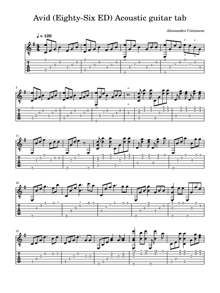 Avid (EightySix ED) Acoustic Guitar Tab PDF