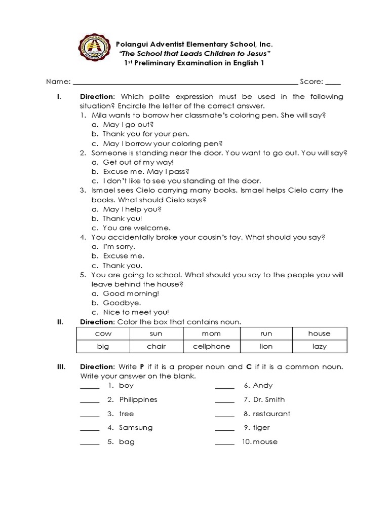 G1 English Prelim1 | PDF