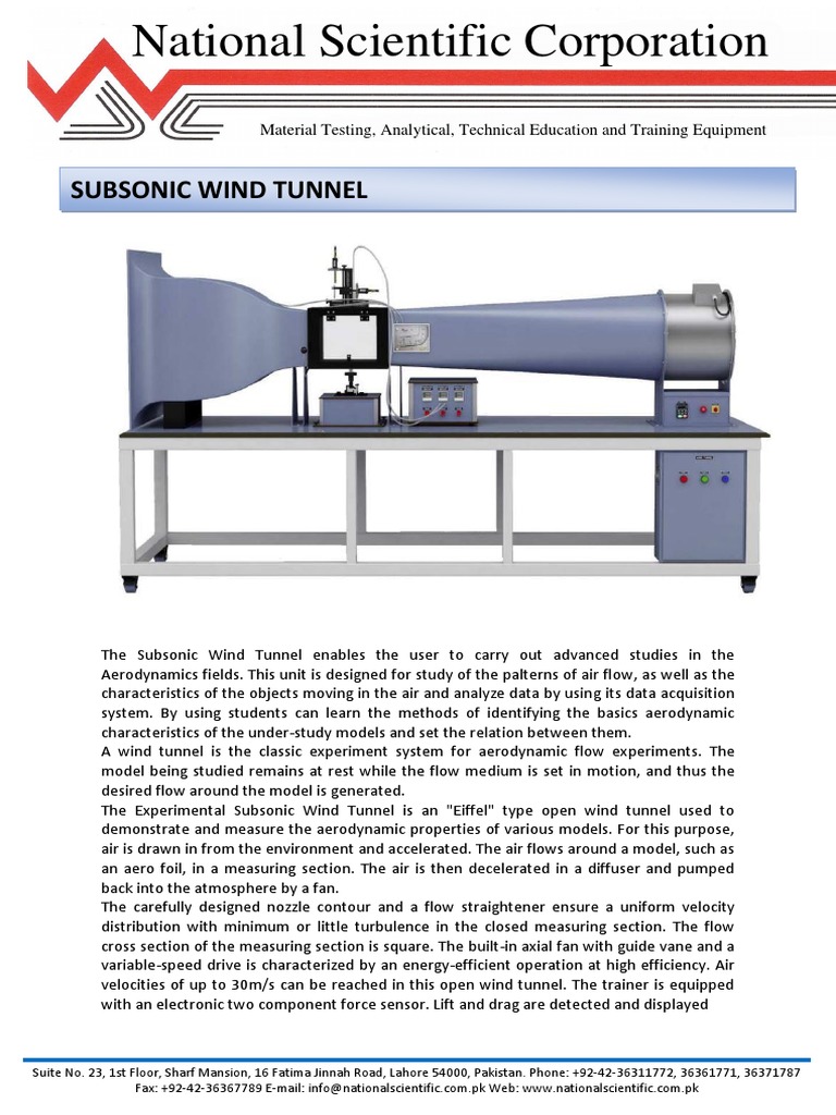 Subsonic Wind Tunnel With Software PDF Wind Tunnel Aerodynamics