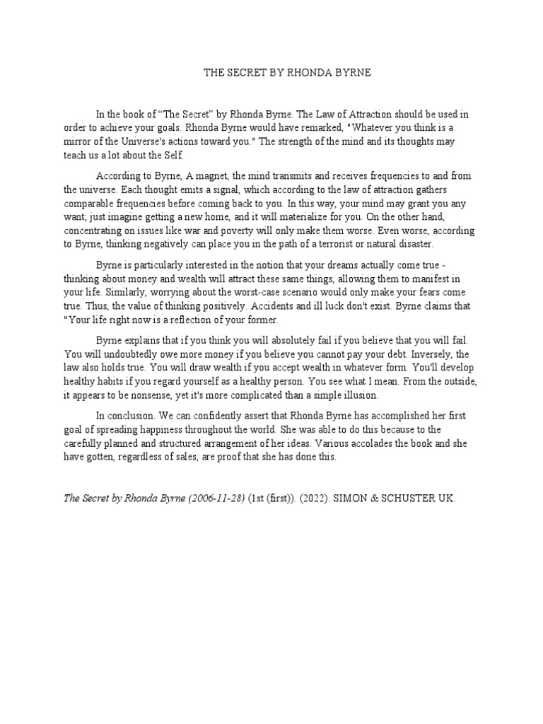 The Secret By Rhonda Byrne Pdf Guide Pdf