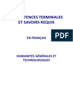Compétences Terminales Et Savoirs Requis - Humanités Générales Et Technologiques - Français (Ressource 14558)