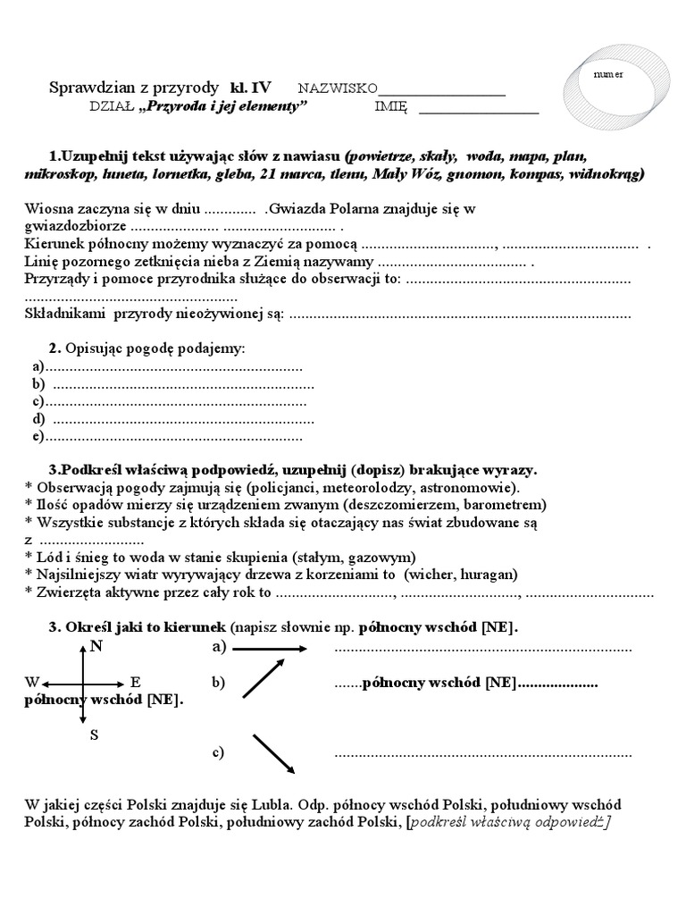 Przyroda KL IV PRZYRODA I JEJ ELEMENTY 1 | PDF
