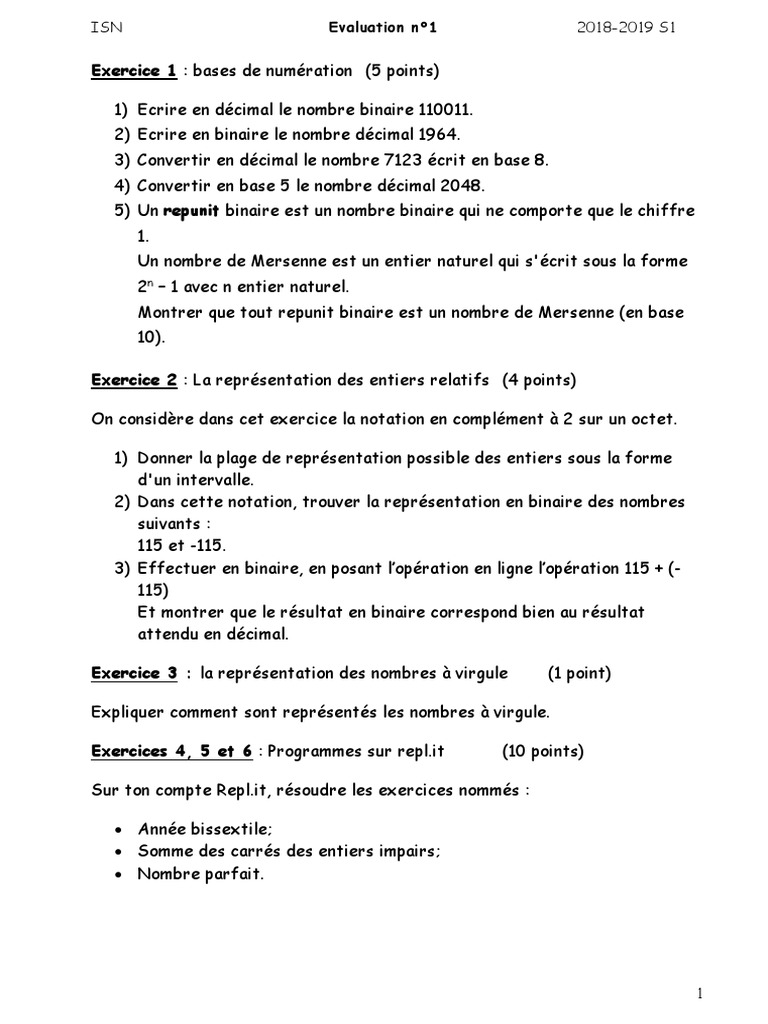 Conversion et représentation numérique | PDF | Entier naturel ...