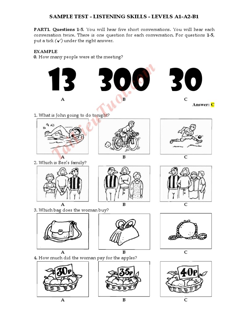 дђб ѓ Thi Tiбєїng Anh Phбє N Listening Trг Nh дђб A1 A2 B1 дђб ѓ Sб 02