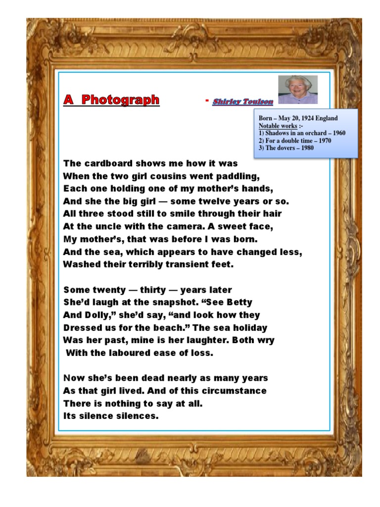 A Photograph - E Learning | PDF | Poetry
