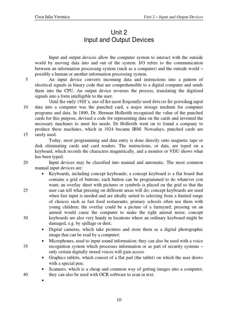 Unit 2 - Input and Output Devices | PDF | World Wide Web | Internet & Web