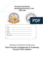 ME-220 Manufacturing Processes I Lab Workbook October 2022