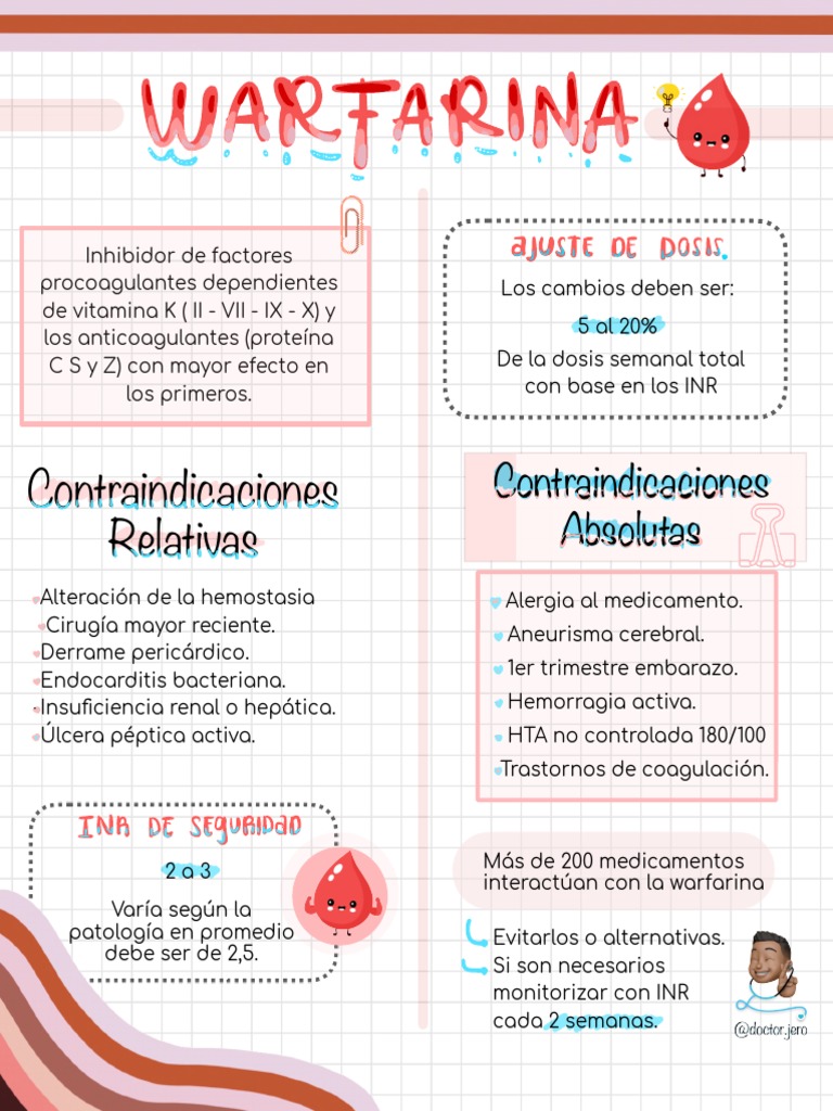 Dosis y contraindicaciones de warfarina | PDF | Farmacología ...
