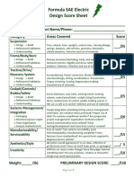 FSAE-ELECTRIC Design Score Sheet 150pt 2022