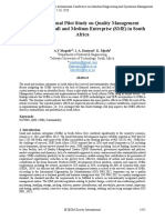 A Cross-Sectional Pilot Study On Quality Management System in The Small and Medium Enterprise (SME) in South Africa