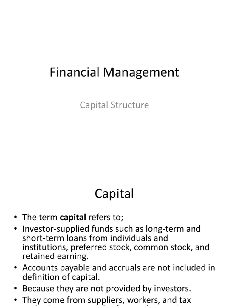 10 1 Capital Structure PDF Capital Structure Financial Capital