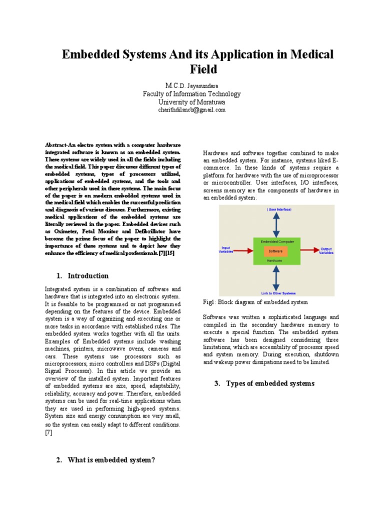 Embedded Systems in Medical Applications | PDF | Embedded System ...