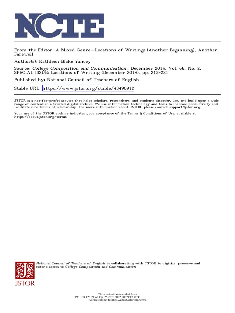 A Mixed GenreLocations of Writing PDF Rhetoric
