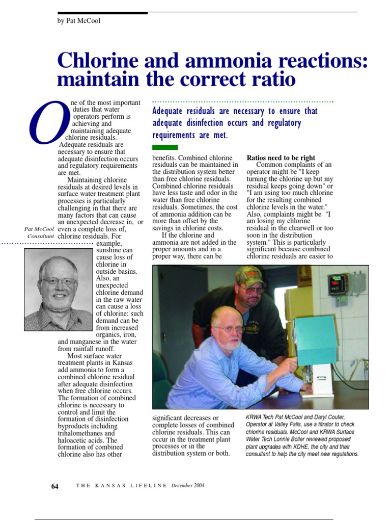 Chlorine and Ammonia in Drinking Water Case PDF Chlorine Sewage
