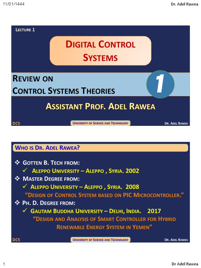 Digital Control Systems Lecture 1 PDF Fourier Transform