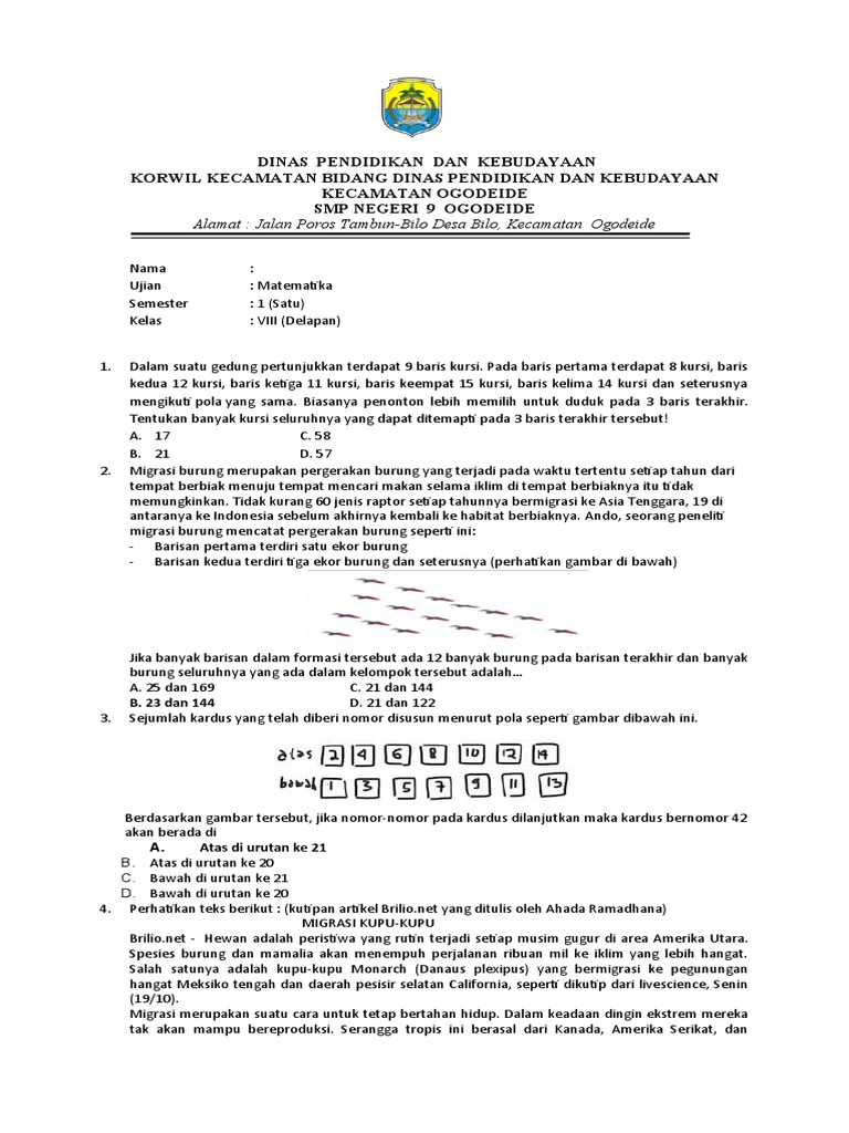 45 Soal Ujian Kristen Kelas 8 Semester 1 2025 dengan Jawaban