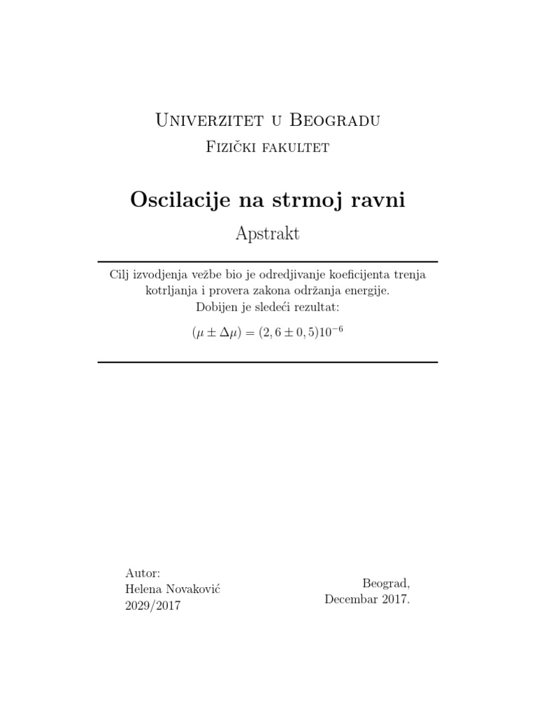 Oscilacije Na Strmoj Ravni | PDF