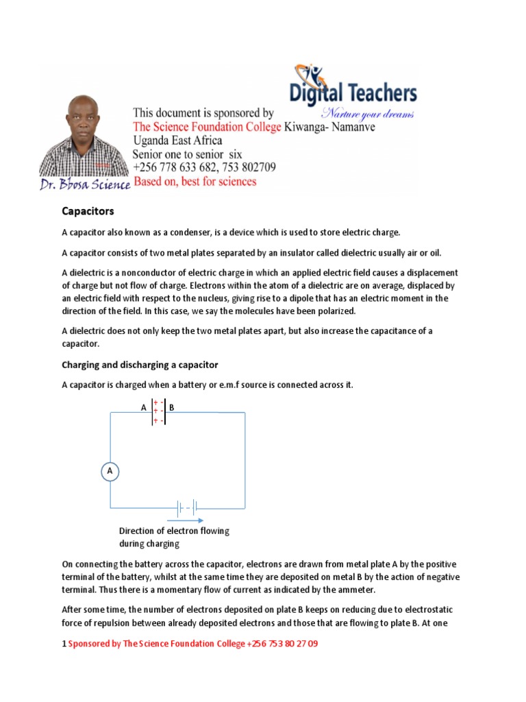 Capacitors A Level PDF Capacitor Capacitance