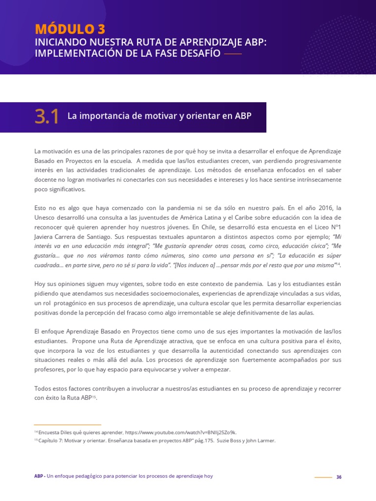 ABP: Motivación y Ruta de Aprendizaje | PDF | Aprendizaje | Método de ...