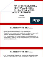 Partition of Bengal, Simla Deputation, All India Muslim League & Minto-Morley Reforms