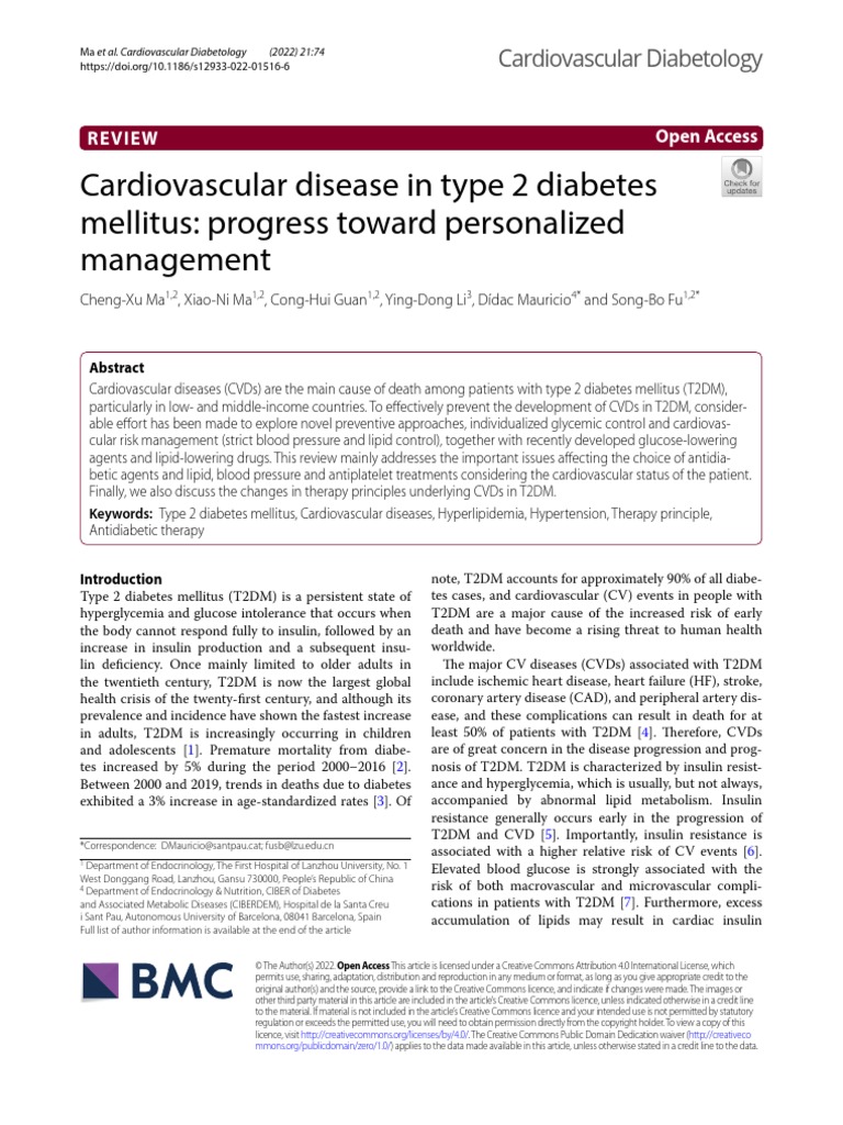 Cardiovascular Disease in Type 2 Diabetes Mellitus: Progress Toward ...